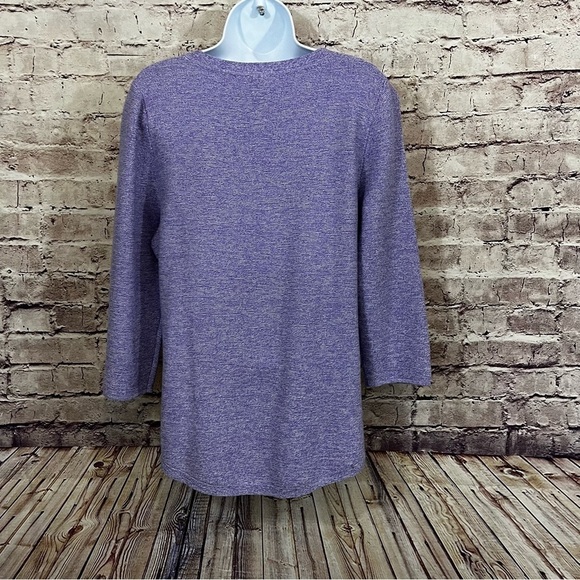 Talbots Purple Pullover Cotton 3/4 Sleeve Knit Sweater - Picture 6 of 9